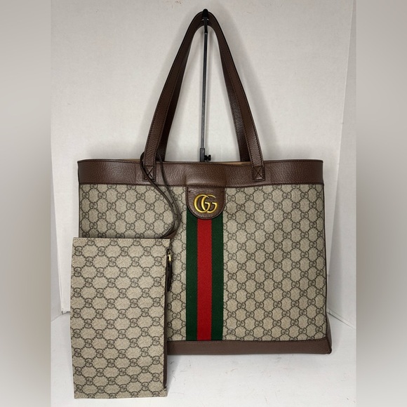 Gucci GG Supreme Monogram Web Ophidia Tote Brown. - Picture 1 of 16